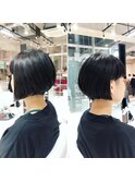 黒髪アシンメトリーショートボブ＜本橋寛道＞