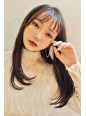 大人ガーリーフェザーバングロングボブ