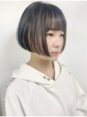 【morio原宿】ミニボブ　コントラストハイライトカラー