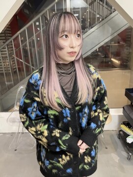 イェッカ パビル(YECCA pabil) ペールピンクアンブレラカラー♪（ブリーチ2回）姫カットウルフ