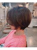丸みシルエット/ショートボブ/大人可愛い/上品ショート/透明感
