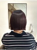 ブリーチなし　ラベンダーピンクブラウン　外はねボブ