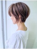 神戸 30代40代50代60代絶壁解消小顔前髪ありショートボブby柴立