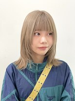 サンクマーケット 渋谷(cinq MARKET) 渋谷ブリーチカラーミディアムレイヤーミルクティーベージュ韓国