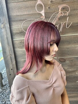 ヘアー クリエイト カルバリ(HAIR CREATE Calbari) クラゲウルフ×チェリーレッド