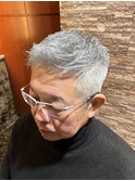銀座　理容室　アイロンパーマ　グレーヘアー