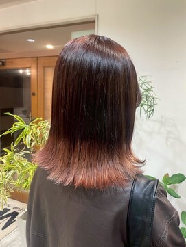 マイ ヘア デザイン 岡崎(MY hair design) 小顔切りっぱなしカット赤みブラウンナチュラルミディアム