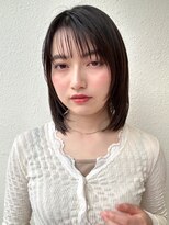 モッズヘア 越谷(mod's hair)&nbsp;黒髪/オリーブグレ/ミディアムレイヤーカット/ボブヘア小顔p越谷