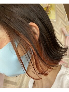 ヘアーシー(HAIR C,) コーラルオレンジのオシャレインナーカラー