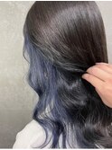 ブルーブラック/インナーカラー/透明感/黒髪/ヘアカット/カラー