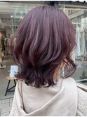 △ブリーチなし大人可愛いピンクブラウンピンクパープルロブヘア