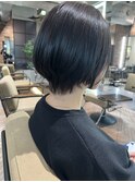 ボブパーマぱっつん前髪アッシュブラックブルーグレージュ