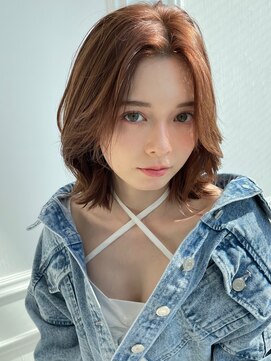 アッシュ 大森店(Ash) ミディアムレイヤー/オレンジブラウン