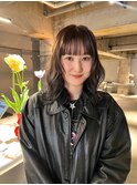 デザインカラーレイヤーカットウェットヘア夏オリーブベージュ