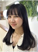 ◎美髪カールダークグレージュロングセミディ似合わせ前髪