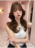  ベージュ/韓国ヘア/渋谷/レイヤー/顔まわり/前髪
