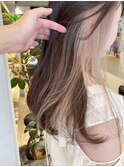 【堀惠】インナーカラーイヤリングカラーミルクティーベージュ