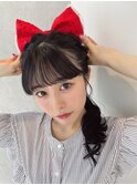 アイドル前髪/ポニーテール/小顔顔まわり