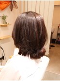 ココアグレージュくびれヘアハッシュボブ似合わせカット20代30代