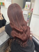 ラピス 横浜(Lapis)&nbsp;ワインレッドブリーチカラーダブルカラー髪質改善シールエクステ