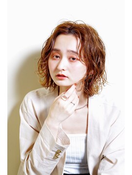 クシュ 本川越店(kusyu...) 全頭ブリーチ黒髪クラゲヘアーオリーブグレー小顔ココアベージュ