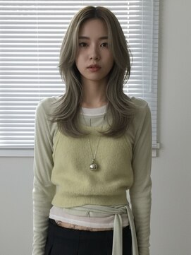 エイチ 大阪梅田(H) ミルクティーベージュボブグレージュアンブレラカラークラゲヘア