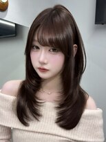 プリアバイポプルス 渋谷(pria by popls)&nbsp;ミディアムレイヤーハッシュカット顔周りレイヤーカット韓国ヘア