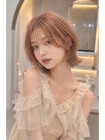 ソレイユトウキョウシブヤ(SOLEIL TOKYO shibuya)&nbsp;ウルフボブオレンジベージュブリーチカラーフェイスレイヤー韓国