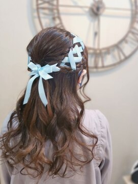 ヘアセットサロン ミント(Hair set salon MINT) リボン編みハーフアップ
