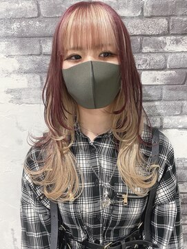 リアイス(Re:ICE) ピンクバイオレットミルクティーインナーカラーロングウルフ