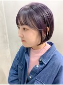 ミニボブ、ラベンダーアッシュ、ブリーチカラー