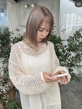 ローウェ 愛知豊橋(Louwe) 髪質改善トリートメント透明感ベージュカラーボブヘアセット豊橋