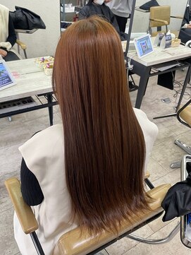 アジールヘア 所沢プロペ通り店(agir hair) 姫カットワンカールシアーカラーオレンジベージュな