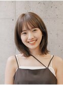 ボブ　ホワイトグレージュ　デジタルパーマ　チェリーブラウン