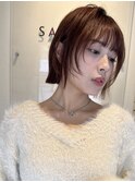 外ハネ切りっぱなしボブ　フェイスレイヤーボブ　岐阜美容室