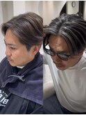 50代40代白髪ぼかしシルバーメッシュバレイヤージュ