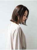 外ハネボブ30代40代50代切りっぱなしボブ透明感カラー
