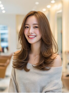 ラファンジュヘアークレオ 岐阜駅前(Rohange hair Creo) 韓国レイヤー/ハイレイヤー/ミルクブラウン/韓国ヘア/無造作