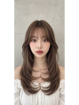 ネルケ 立川(nelke) 韓国風ヨシンモリレイヤーカットグレージュ立川シースルー