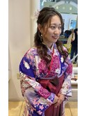 袴×ハーフアップ