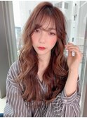 【濱口】　ロングレイヤーカット　ココアブラウン