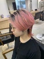 ニコフクオカヘアーメイク(NIKO Fukuoka Hair Make)&nbsp;【NIKO】福岡天神大名サーモンピンク前下がりウルフ