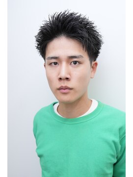 ヨファ ヘアー 芦屋店(YOFA hair) メンズカットアップバングスパイキーショートブルーブラック0606