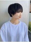 前髪あり耳掛け丸みくびれショートボブ20代30代40代50代