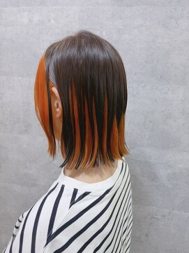 コワフュールトーリ フジグラン店(COIFFURE TORI) インナーオレンジ×切りっぱなしボブ