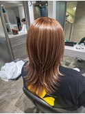 大人可愛い艶髪縮毛矯正くびれウルフロングレイヤーハイライト