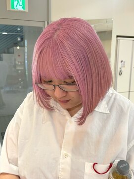 ステラ ヘア デザイン サロン(STELLA hair design salon) 桜ピンク×切りっぱなしボブ(浅野)