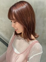 トリッカ シブヤ(TRICCA SHIBUYA)&nbsp;韓国風ミディアムレイヤー/シースルーバング/ピンクブラウン