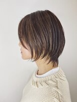 チェレ ブラン 堺東店(Chere brun) 30代40代ショート×ウルフハッシュ×レイヤー×オリーブベージュ