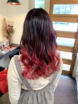 ボアップ 京橋店(boappu) #バレイヤージュ#レッドカラー#グラデーションカラー